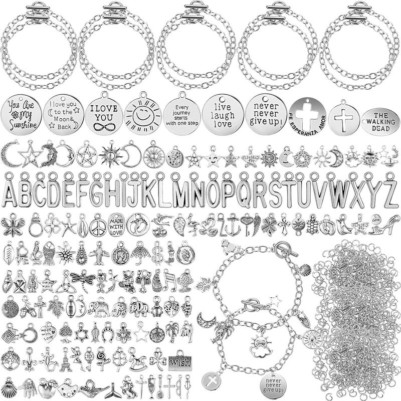 Highergo 469 Pcs Bangles Bracelet Making Kit Link Chain Bracelet Charms with OT Toggle Clasp DIY - Image 1